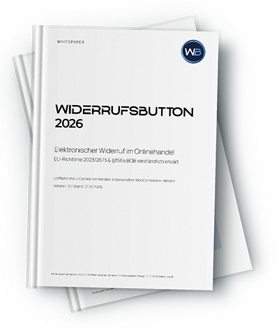 Whitepaper zum Widerrufsbutton 2026: EU-Richtlinie, §356a BGB und praktische Umsetzung für WooCommerce und Online Shops. Jetzt informieren.